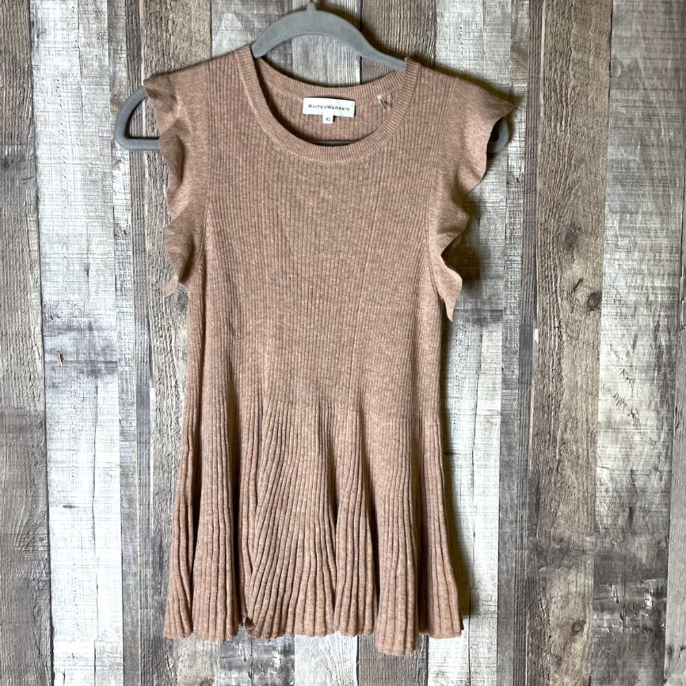 White + Warren Sleeveless Pleated Tank